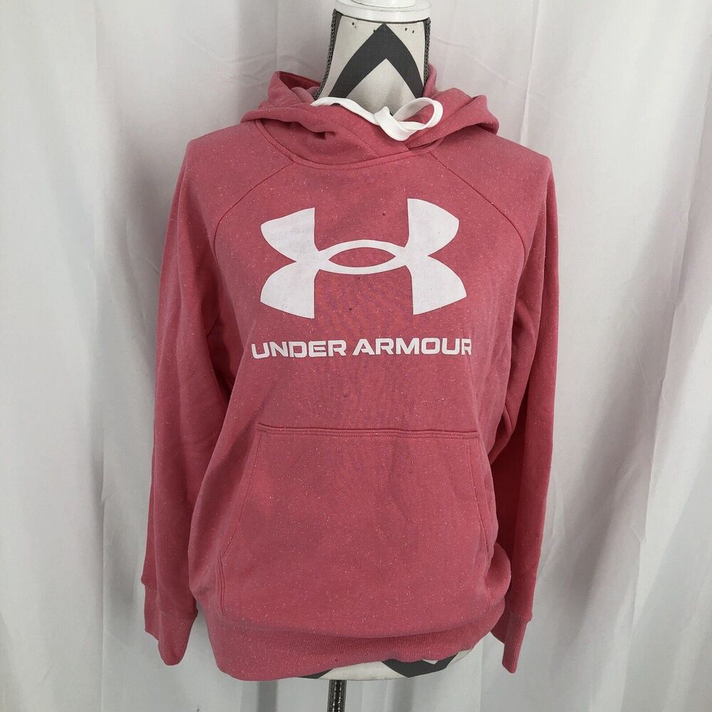 Under Armour Women Activewear Sweatshirt Small Pink Storm Hoodie Logo Pullover